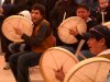 Dene drummers perform at the Arctic Winter Games Athlete's Centre during hand games competitions.