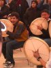 Dene drummers perform at the Arctic Winter Games Athlete's Centre during hand games competitions.