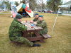 Members of Joint Task Force North have a chat at the picnic table.