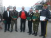 MP Dennis Bevington presented Certificates of Appreciation to all NWT Protective Services Agencies. From left to right: Chief Lee Strowman, Yellowknife Airport Fire Department; Assistant Deputy Minister Ernie Campbell, GNQT Department of Environment and Natural Resources (accepting for Renewable Resources Officers, Forestry Officers and Environmental Protection Officers); MP Bevington; Yellowknife Fire Chief Albert Hedrick; Brigadier General Chris Whitecross, Joint Task Force North; G Division RCMP Chief Superintendent Tom Middleton. Missing from photo is a representative of Yellowknife Municipal Enforcement, which also received a certificate of recognition.