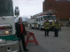 MP Dennis Bevington used the Yellowknife Fire Department's fire truck speakerphone to address the crowd.
