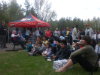 The crowd at Somba K'e Park listened to speeches and munched on hot dogs and hamburgers.