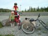 Paul Falvo and daughter, winner of the bike ride with MP Bevington to Yellowknife River Park for a picnic courtesy Ecology North Silent Auction