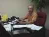Dennis Bevington works on constituency casework in his Yellowknife office on August 22, 2006