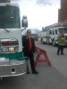 MP Dennis Bevington used the Yellowknife Fire Department’s fire truck speakerphone to address the crowd.