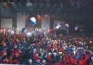 Arctic Winter Games athletes tossed around giant AWG beach balls during the closing ceremony celebrations on March 15th in Yellowknife.