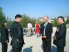 Dennis chatting with the outgoing and incoming commander of 1 CRPG.