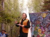 Dene National Chief Bill Erasmus addresses the crowd of protestors at Somba K'e Park.