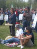 The crowd applauds Dene National Chief Bill Erasmus following his speech.