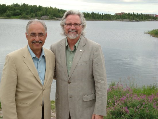 Dennis and John in Yellowknife near the Prince of Wales Museum.