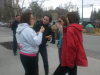 Yellowknife citizens eat and chat during the BBQ.