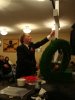 Yellowknife Veteran Dusty Miller placing a poppy during the Role Call Ceremony at the Legion.